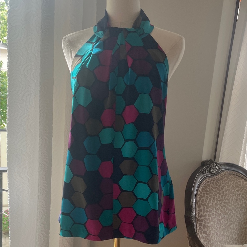 Trina Turk Multicolor Halter Neck Women Top 12 Silk - Picture 1 of 10
